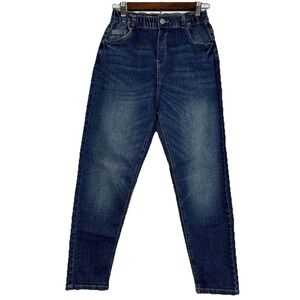 Zara Jeans Juniors 13-14 Blue Elastic Waist Denim‎ Straight Leg Ankle Joggers